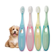 베베솜 논슬립 미세모 강아지 칫솔 4개, 혼합, 1세트