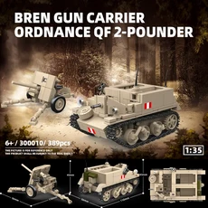 타사 제2차 세계 대전 영국 브렌 기관총 캐리어/QF2 파운더 보이 퍼즐 조립 장난감 자동차 추적 기갑 차량, 01 NO BOX, 01 389PCS