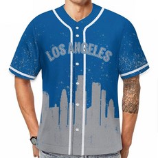 JH3DBF 야구 시티 저지 스포츠 팬 셔츠 팬 의류 남성용 선물 프린트 S-2XL 레드-블루 462213