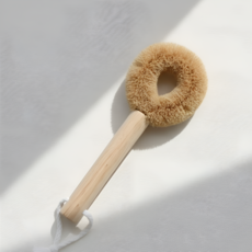 마요미 천연 세척솔 야자수 우드 손잡이 주방 설거지 브러쉬, 1개, 대 사이즈