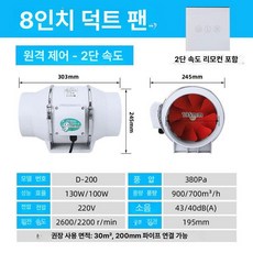 주방 환기 팬 화장실 창문 환풍기 후드 닥트, 1개, 기본 색상