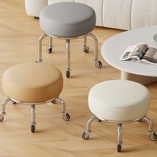 家用滑輪矮凳萬向輪小凳子靜音旋轉圓凳修腳美縫 移動板凳 帶娃神器 擦地 圓凳靜音神器家用小凳子 滑輪帶娃凳, 深灰,靜音橡膠輪 /坐高33cm, 1個