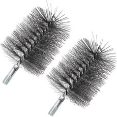 연통 굴뚝 화목 벽 난로 청소 단열 스테인리스강 또는 금속 스토브 파이프에 1 4인치 미터 나사산 피팅이 가능한 강철 브러시 대부분의 막대 세트 와 함께 작동합니다, 4 Inch, 1개