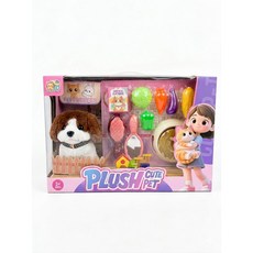 Plush Cute Pet 毛絨寵物狗玩具, 1個, 咖白色, 咖白色