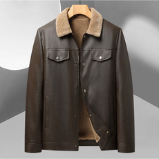 Connect LINK 남성용 가죽 양털 무스탕 자켓