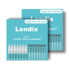 Lendix 친환경 점착식 끈끈이 귀이개 플러스 면봉 투인원, 2개, 24개입, Large