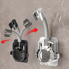 360도 회전 무타공 벽걸이 샤워기 헤드 홀더 조절식 거치대, 실버