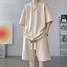 重磅華夫格五分t卹套裝男ins港風夏季休閒寬鬆時尚五分褲運動套裝