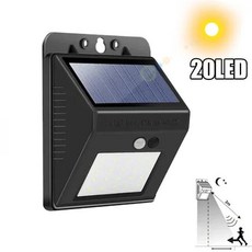 100 LED 솔라열 무선 벽 램프 모션 센서 포함 방수 정원 장식 스포트라이트 계단 야외 벽 조명, [05] 20LED 1PCS, [01] 0-5W의 경우