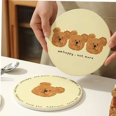 귀여운냄비받침대 집들이 답례품 도자기 냄비받침 세라믹 코스터 CYWFHXAPI, 곰돌이 냄비받침, (하번)