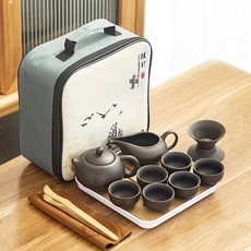 DIU 旅行茶具套裝茶葉陶瓷泡茶壺整套可攜式小禮品便攜套裝禮品, 1個, 紫砂西施壺套裝:如圖