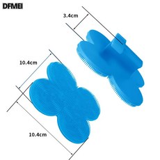 DFMEI 硅膠洗澡刷, 1個, 1個裝, 短款四葉草洗澡刷【藍色】:如圖