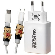 초고속 국산충전기 아이홈 Gan65W 30W 20W C타입 PD PPS 60W블레이디케이블 CtoC 240W LED초고속충전케이블, 1세트, 화이트 30W 태극기에디션