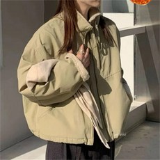 rigiu 여성 가을 겨울 털안감 지퍼 잠바 야상 코트 아우터 따뜻한 방풍 캐주얼 롱자켓 19156622 호 G4K8S9