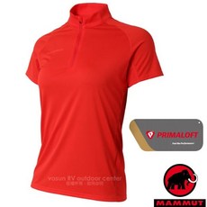 【MAMMUT 長毛象】L零碼送》女 半開襟 抗臭快乾立領短袖排汗衣 Primaloft 運動T恤_00430