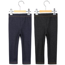 LittleLamb 兒童牛仔毛皮緊身褲 2 件套