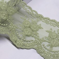 남영레이스 사랑의 반란 24색 8cm x 90cm 연폭가능 [망사 레이스 원단 의류 부자재 꾸미기 리폼 옷 플라워], 연두, 1개