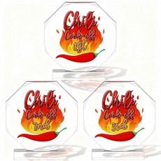 MAQUITA 칠리 쿡 오프 트로피 3개 13cm x 9cm(5.1인치 x 3.5인치) 아크릴 수상자 메달 요리 대회 트로피 상품 칠리 쿡 오프 파티 용품 장식용 베이스, MAQUITA 칠리 쿡 오프 트로피 3개, 13cm x