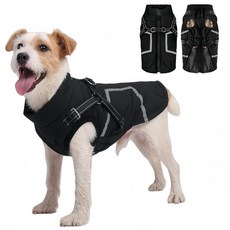 따뜻한 강아지 코트 반사 재킷 강아지용 방수 겨울 추운 날씨용 터틀넥 옷 (옐로우 L(가슴: 39.9-48cm(15.7-18.1인치) 목:(38.9cm/15.4인치))), 블랙