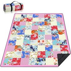 Hswosnas 피크닉 담요 해변 203.2 x 203.2cm(80 80인치) 엑스트라 라지 방수 캠핑 휴대용 야외 매트 3중 해변 하이킹 공원 음악 축제 잔디 잔디, Hswosnas 피크닉 담요 해변 203.2 x 203