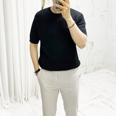 아도르클래식 꽈배기 라운드 5컬러 니트 반팔티