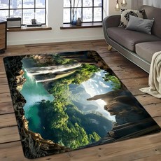 폭포 풍경 카펫 침실 거실 사무실용 논슬립 세탁 바닥 매트 실내용 홈 데코