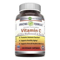 AMAZING NUTRITION 維他命C素食膠囊 玫瑰果口味, 1個, 250 件