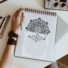 子玄 曼陀羅繪畫模板15張 曼陀羅風模板 曼陀羅塗色, 白, 15個