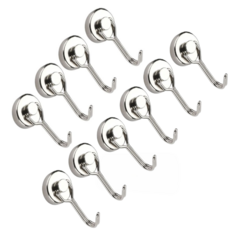 오디너리스탠다드 초강력 네오디움 고리자석, 180도 회전형 샤이닝실버 후크 20mm, 10개
