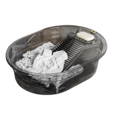 ISOON 손빨래 일체형 빨래판 대야 PET소재, 그레이, 1개