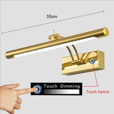 거울 빛 벽 램프 욕실 현대 조명 41CM 6W 화장실 마운트 Sconces, 04 Gold 55cm, 02 Warm White (2700-3500K), 1개