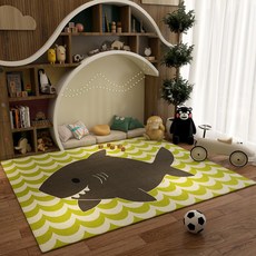 어린이방 거실 침실 미끄럼방지 캐릭터 바닥매트 독서 게임 놀이, 1개, 그린 웨이브 섀도우