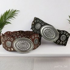【臺灣出貨】 歐美複古鏤空PU鉚釘腰封閤金帶扣時尚潮流, 定製聯繫客服勿拍,80CM, 1個