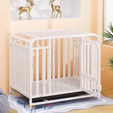 【4396】狗籠子家用室內大型中小型犬分離帶厠所柯基邊牧拉布拉多狗窩圍欄, 白色White,加固六面管【125*95*110cm】大, 1個