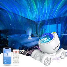 에노키크 스타 내장 블루투스 스피커 조명 홈 데코 / 휴식 파티 음악 선물 (블랙), 2 Northern Light Projector- Wh