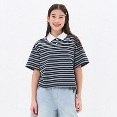 오션스카이 여아 스트라이프 카라 반팔 티셔츠 FBJG5751D04_YS