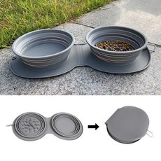 야외 사료 그릇 강아지 식기 휴대용 접이식 외식기 강아지물그릇 강아지사료통 강아지용품 lan+6036TT