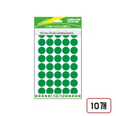 유니온)원형스티커 301/16mm, 녹색(M320724) 8매입 10개