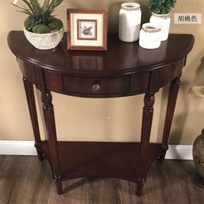반원형 콘솔 거실 체리색 선반 월넛 600 현관데스크 골드프레임 원목 현관, Q. 1000400875