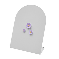 미로제로 아치형 메탈 메모 보드 플라워 세트 자석 메모판 + 꽃 마그넷 3P 여행 마그네틱 보드판, 화이트, 1개