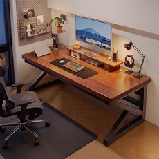 책상 가정용 스터디 테이블 대학원생 교육용 독서실 칸막이 컴퓨터 데스크 집중력, 호두나무+블랙프레임 80cm