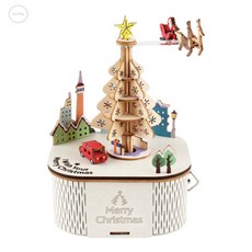 회전 우드 크리스마스 오르골 만들기 3종 초등만들기키트 DIY, 교회