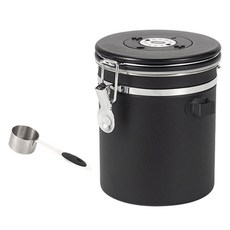 SHUNFA 304 스테인레스 스틸 커피 밀폐 용기 1.5L, 1개, 매트 블랙