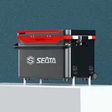 SEATA 38L 낚시용 아이스박스 캐리어 손잡이형 의자 좌식 바퀴 달린 바다낚시 태클박스, 블랙레드 박스세트