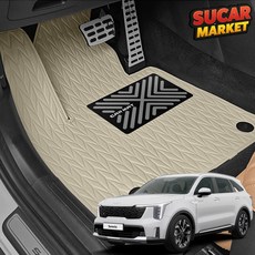 진카 2025 더뉴 쏘렌토 하이브리드 리노 가죽 차량용 발매트, 5인승(1+2열), 가솔린/디젤, 그레이