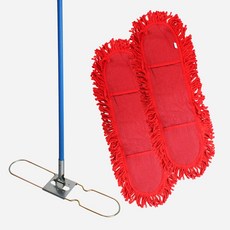 월드크린 리스킹 물 걸레 90cm 레드 2p + 판자루 150cm, 리스킹물걸레90cm레드2p+판자루150cm, 1개