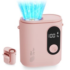 휴대용 허리 선풍기 강력바람 강도조절 목걸이 손풍기 무선 USB 충전식 바디쿨러, 분홍색, M379