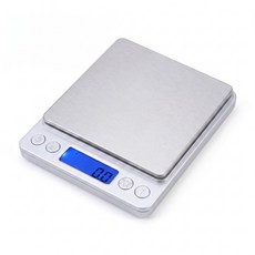 loftylife 가정용 베이킹 저울 500g/0.01g 고정밀 전자저울 ml/g 지원 LCD 백라이트 주방저울 (보호케이스 2개 포함), USB Rechargeable, Silver, 3kg