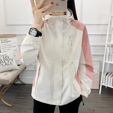 休閒運動風可脫卸帽防風防水衝鋒衣女外套
