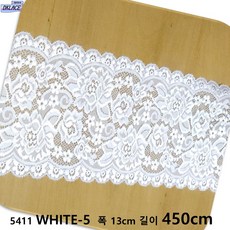 DKLACE-5411-F / (폭 13cm 길이1yd 5yd 기준) / 자가드 낙하판 스판 레이스 모음, 화이트_5, 1개